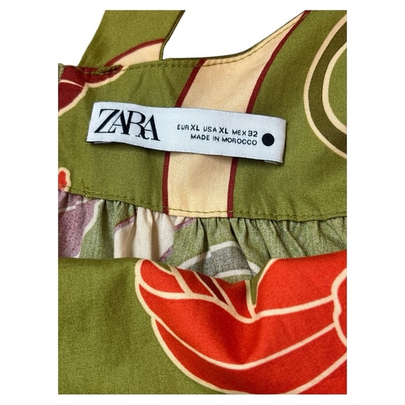 Zara Green and Red Midi Dress - Picture 8 of 8